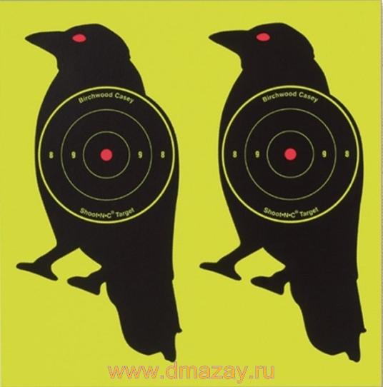 Мишень  наклейка бумажная для пневматического оружия проявляющаяся от  попадания «Ворона» BIRCHWOOD CASEY Shoot N C Self Adhesive Targets Prairie Crow Target 8" (20 cm)  34777 RC 12